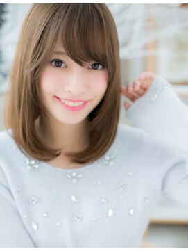 モッズヘア 越谷(mod's hair) ココアベージュ斜めバング小顔ワンカールロブc5越谷20代30代40代