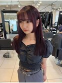 △大人可愛い韓国風姫カットダブルカラーボルドーカラー髪質改善