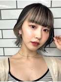 前髪インナーカラーグレージュアンブレラカラー