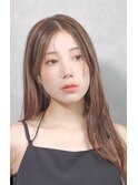大人かわいい前髪なしセミロング