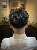 ワイルドオールバック パーマ スキンフェード