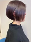 丸い切りっぱなしボブ/アースカラー/ニュアンスカラー