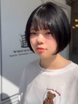 ベレッタ 楠葉店(veretta.) 顎ライン前下がりショートボブ　喜多朝也/30代/40代/50代/黒髪