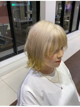 アース いわき店(HAIR&MAKE EARTH) ホワイトカラー×裾カラーイエロー