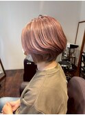 ニュアンスカラーピンク/ショートボブ