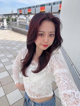 ネルケ 立川(nelke) 韓国風ヨシンモリ顔周りレイヤーチェリーピンク暖色カラー立川