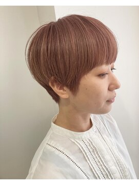 アオゾラヘアー 本店(AOZORA HAIR) アプリコットオレンジ ダブルカラー ブリーチ マッシュショート