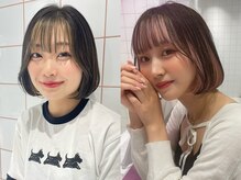 抜群の透明感と小顔を叶える韓国ボブ!顔周りの後れ毛+地毛風のブルーブラックで本場の韓国美女のよう