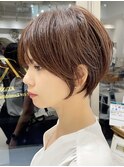 ●前下がりショートボブハンサムショートカットカラーパーマケア