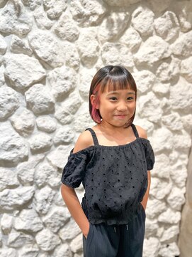 ラウンジ(Lounge) キッズカット/ボブ/オン眉/前髪カット/前下がりボブ/小学生