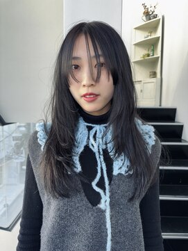 グレージュ×シャギーレイヤー/ダブルカラー/グレーブラウン