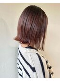 チェリーピンクカラー×外ハネヘア