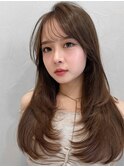 結べるボブ薄めバング美髪艶感20代30代40代◎ピンクベージュ