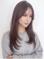 アトラスサロン 札幌大通り(Atras.salon)&nbsp;モカブラウンの髪質改善レイヤーロング×流し前髪