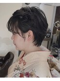 ensue京都 成人式ヘアセット ショートヘアアレンジおくれ毛 中島