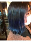 コバルトブルーバレイヤージュボブ