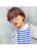暖色カラー×束感ショート×小顔矯正立体カット