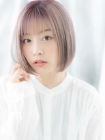 ドクターズ サロン ラブ(Dr's Salon LAB)&nbsp;ミルクティーピンクの透けバングぶつ切りボブｊ古河10代20代30代