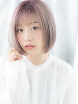 ドクターズ サロン ラブ(Dr's Salon LAB) ミルクティーピンクの透けバングぶつ切りボブｊ古河10代20代30代