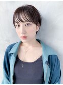 大人かわいい前髪セシルカットココアブラウンフリンジウェーブ
