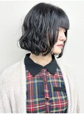 ＊重めボブパーマボブぱっつん前髪ボブディ黒髪パーマ30代40代2