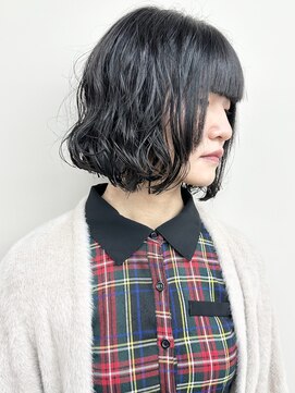 モリオ(morio) ＊重めボブパーマボブぱっつん前髪ボブディ黒髪パーマ30代40代2