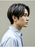 ニュアンスセンター分けソフト刈り上げナチュラルメッシュ