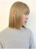 【モリオ松戸　石山】ハイトーンボブ切りっぱなしボブ前髪あり
