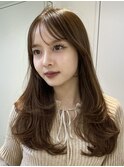 顔周りレイヤーカットロングレイヤーボブ韓国ヘアハッシュカット
