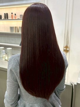 レッドブラウン 髪質改善カラー ダメージレス 艶カラー