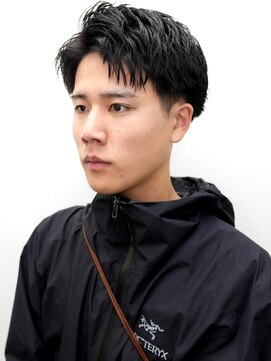 メンズカットフェザーパーマツーブロックマッシュショート1205