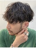 天神メンズパーマ波巻きパーマプードルパーマッシュウルフ強め