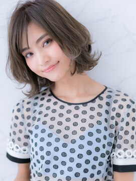 ローレン(LOREN) ＊LOREN＊ネイビーカラー外ハネ毛先パーマ小顔ひし形セミディ