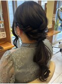 お呼ばれヘア/編みおろし/ポニーテール/結婚式/ヘアセット