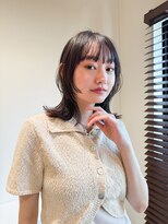 小顔前髪顔周りレイヤー×グレージュカラー デザインカラー