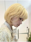 韓国顔周りレイヤーカット×セミディ×透明感シアカラー[原宿]