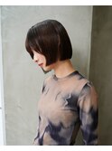 大人ボブ大人ショートボブ切りっぱなしボブ前髪あり前下がりボブ