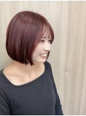 ワインレッドカラー/ボブカット