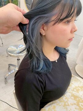 ロミー 本厚木(ROMMY.) くびれボブインナーカラーブルーカラー秋冬カラー20代～50代