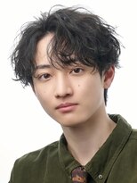 アズ ワン(AS ONE)&nbsp;波巻きパーマツイストスパイラルパーマツーブロックメンズ黒髪