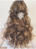 サイドロープ編みのハーフアップアレンジ◎新宿東口 結婚式