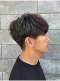 刈り上げマッシュ波巻きツイストスパイラルパーマメンズショート