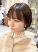 タッセルボブベージュカラー切りっぱなしボブショートボブ横浜