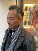 大人の色気刈上げオールバックダークアッシュスタイル【新大阪】
