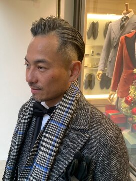 ソアー 新大阪(SOAR) 大人の色気刈上げオールバックダークアッシュスタイル【新大阪】