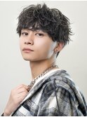 韓国ヘアニュアンスコンマバングセンターパートフェザーパーマ