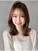艶感斜めバングエアリーカール似合わせカットモテ髪うるツヤ