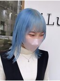 ペールブルー/切りっぱなしロブ