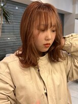 シベルバレー 横浜(sibell) ブリーチカラーオレンジボブレイヤーボブ顔周りレイヤー
