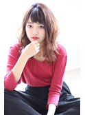 無造作ミディ×波ウェーブ